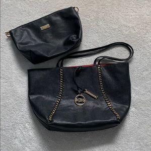 BCBG reversible tote and makeup case